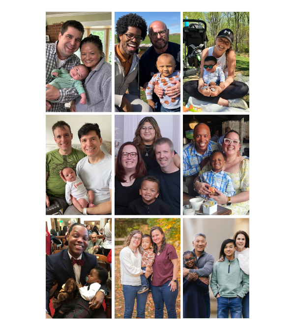 A collage of families